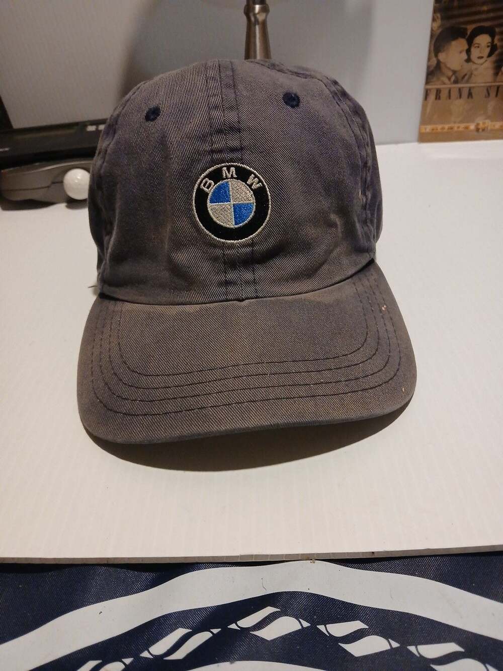 BMW Embroidered Logo Vintage Faded Cotton Dad Hat Blue Adjustable